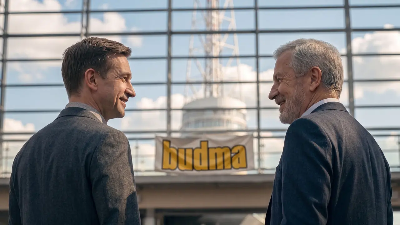 A father and son at BUDMA — a frame from the AI commercial created for the event’s 35th anniversary